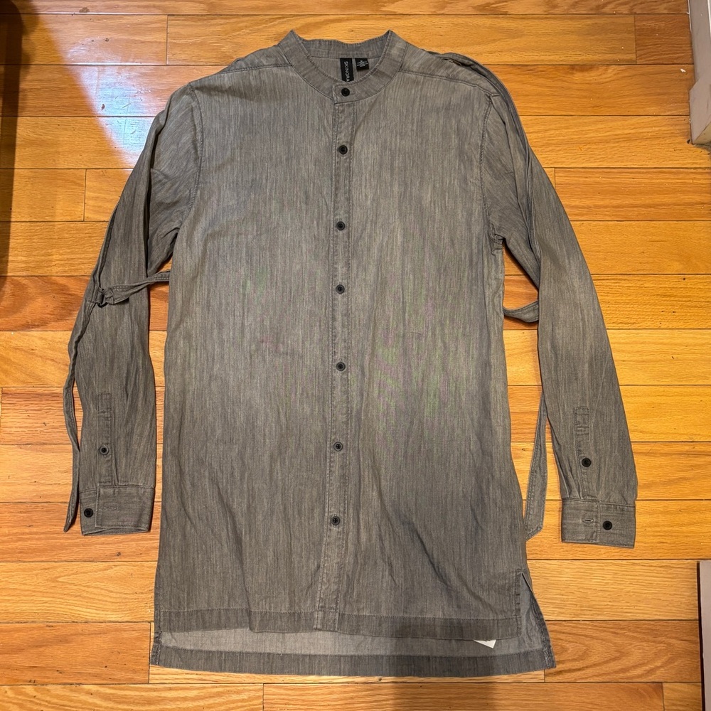 Skingraft Harness Overshirt Shirt Grey Mandarin Collar Size Medium M